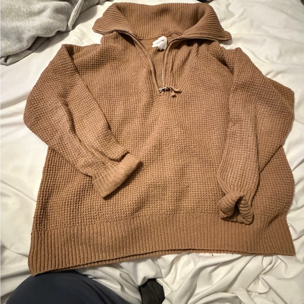 Aerie Tan Cowl Neck Sweater